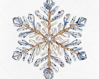 10 Watercolor Snowflake Clipart • PNG/JPEG Winter Images for Christmas, Holiday, and Seasonal Designs • Snow and Winter Art for Decorations