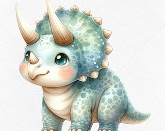8 Baby Dinosaurs Clipart Images • Watercolor PNG + JPG Instant Download Files • Cute Dino Clip Art High Quality Sublimation Designs