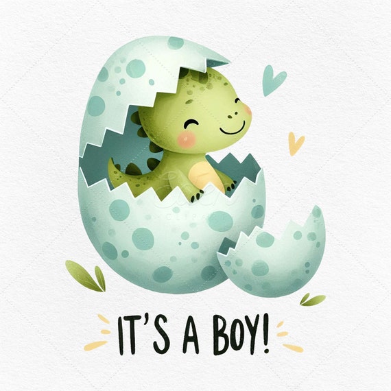 It's a Boy Clip Art • Newborn Dinosaur Images for Baby Shower Invitations • Printable Files Commercial Use • Cute Designs Digital Download