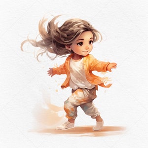 8 clipart-png-afbeeldingen • Cute Happy Dance Little Girls • Clip Art en afbeeldingsbestanden • JPG digitale download • POD toegestaan • Commercieel gebruik