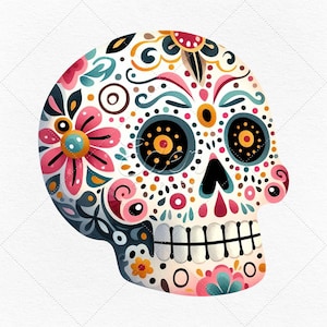 10 Sugar Skull Clipart • Día de los Muertos Images • High Quality Sugar Skulls Colorful Illustrations Instant Download • Free Commercial Use