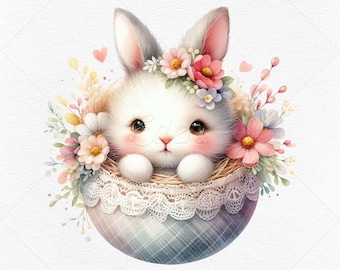 10 Charming Bunny Images • Bunny PNG Clipart Collection • Baby Bunny JPG Instant Download • Create Invitations, Stickers & More!