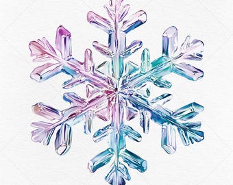 10 Watercolor Snowflake Clipart Bundle • Snowflake Art PNG/JPG • Winter Clip Art • Instant Download • Free Commercial Use