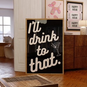 Wypiję za ten wydruk, wydruk znaku wózka barowego, wydruk retro Cheers, minimalistyczna sztuka ścienna Cin Cin, wydruk alkoholowy, sztuka ścienna retro Martini, Cheers