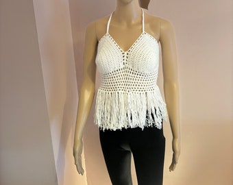 Crochet white bralet top