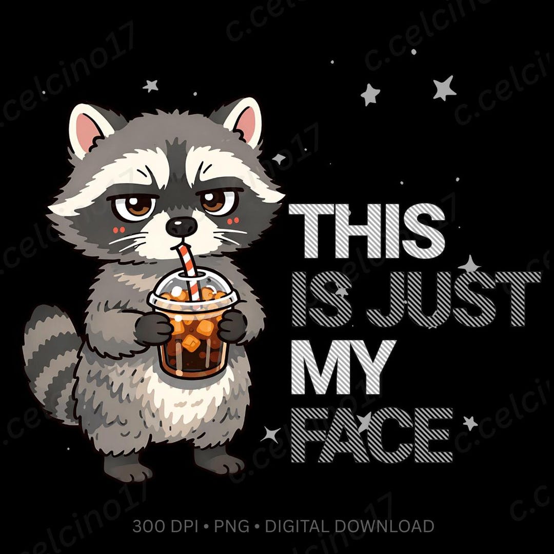 Grumpy Raccoon Drinking Coffee PNG, Funny Sarcastic Design (digital ...