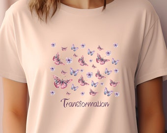 Amantes de la naturaleza, Regalo Plant Mamá, camiseta para ella, camiseta para regalar, Naturaleza floral, mariposas, flores, rosa.