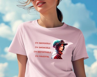 Camiseta mujer poderosa, regalo personalizado, regalos para amigas, empoderamiento, femenina, invencible, imparable, increíble
