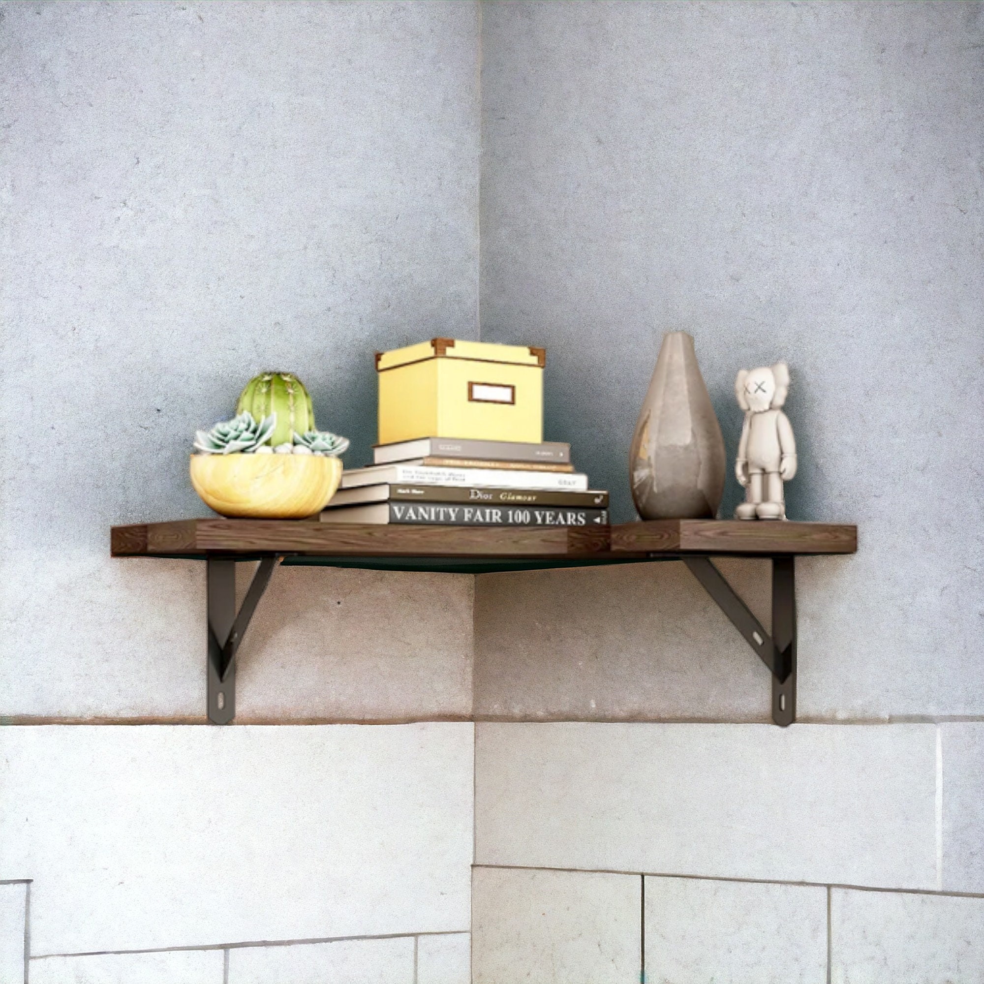 L Shaped Corner Shelf, Floating Shelf, Handmade Display Shelf, Rustic ...