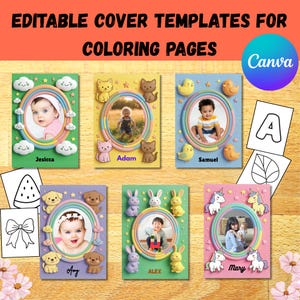 Editable Coloring Book Cover for Toddlers – Add Photo & Name – Canva Template for Personalized Kids Coloring Books –  Custom Cover Page