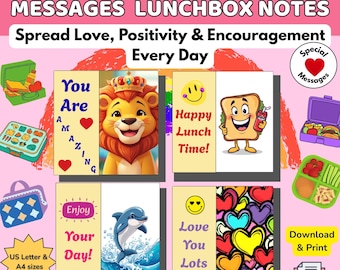 24 Printable Special Messages Lunchbox Notes for Kids | Positive Encouragement & Motivational Cards