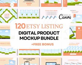 Etsy Listing Mockup Templates, Digital Product Mockups, Canva Listing Templates, Etsy Mockup Bundle, Digital Planner Mockup, Sell on Etsy