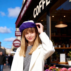 Berretto in feltro di lana fatto a mano con design galassia spaziale blu / Capo di tendenza all'avanguardia / Accessorio di moda unico / Cappello cosmico personalizzato immagine 2