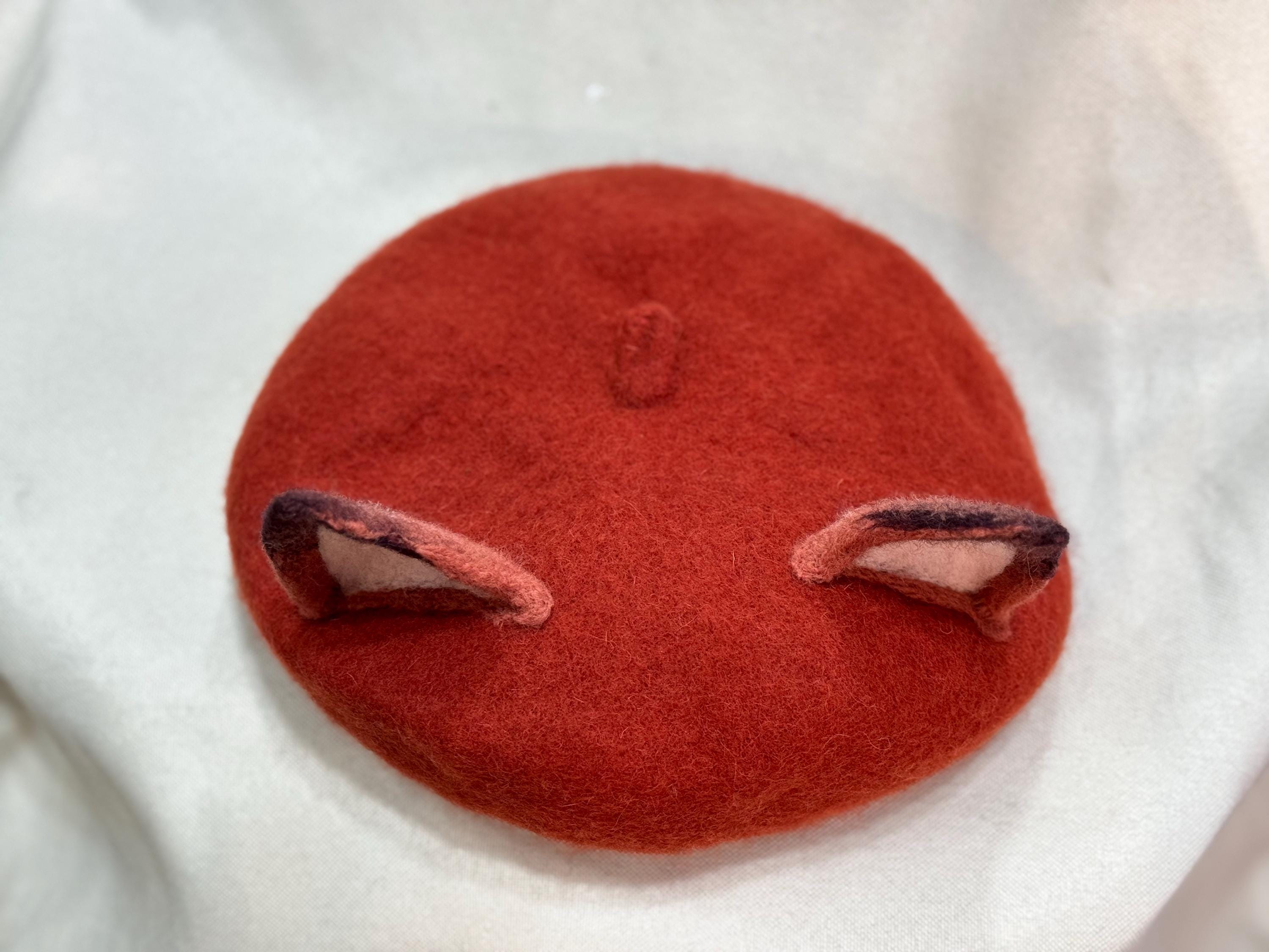 Handmade Wool Felt Fox Ears Design Beret | Whimsical Animal  display picture 2
