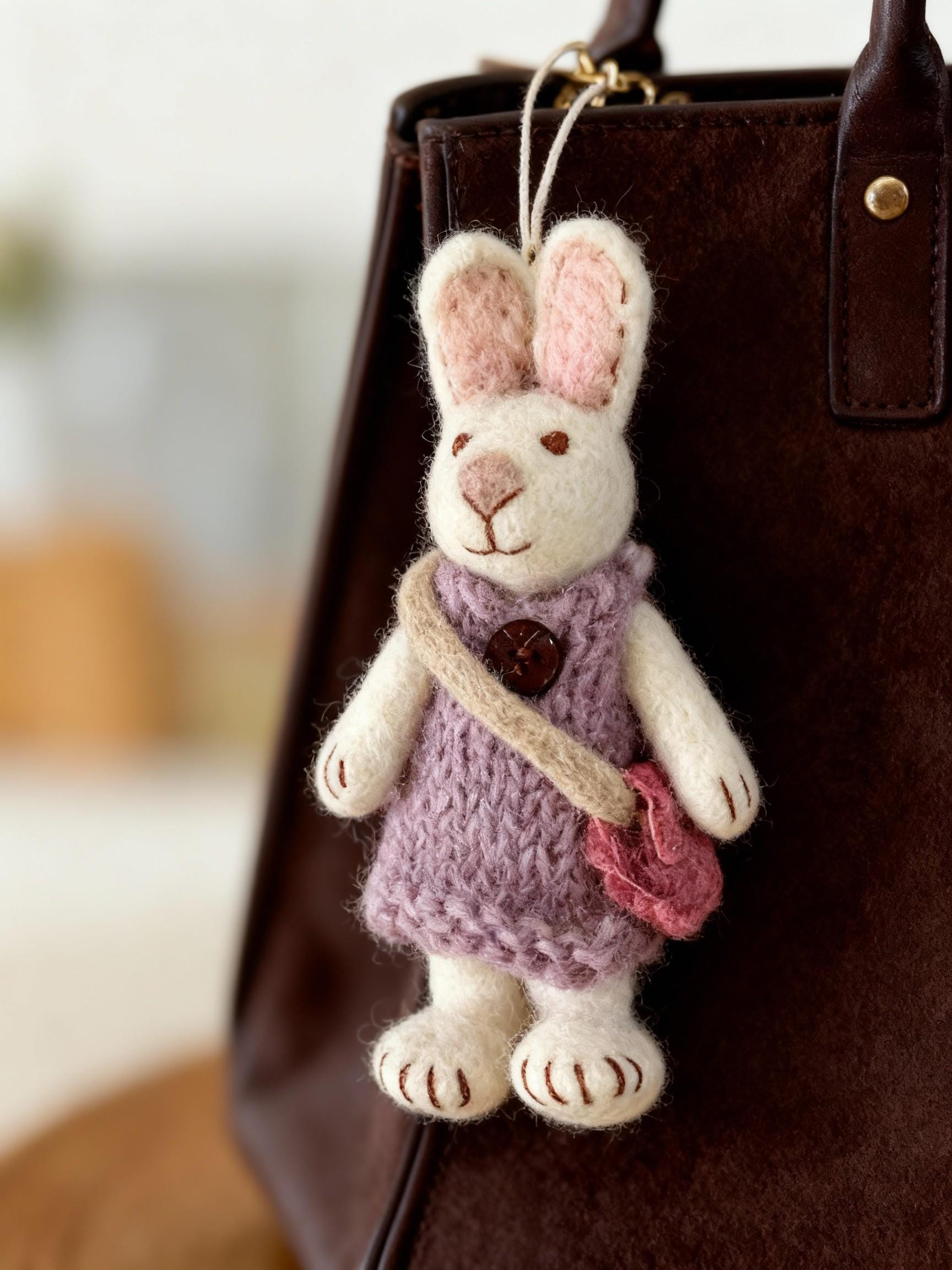 Adorable Handmade Rabbit Keychain Set, Multiple Bunny Designs for Bag ...