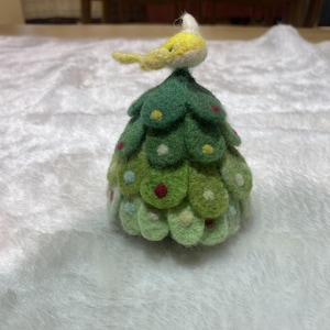 Needle Felted Christmas Tree | Whale Topper Tree | Wool Felting Tree | Christmas Gift | Felt Christmas Tree with Colourful Ornament Dots