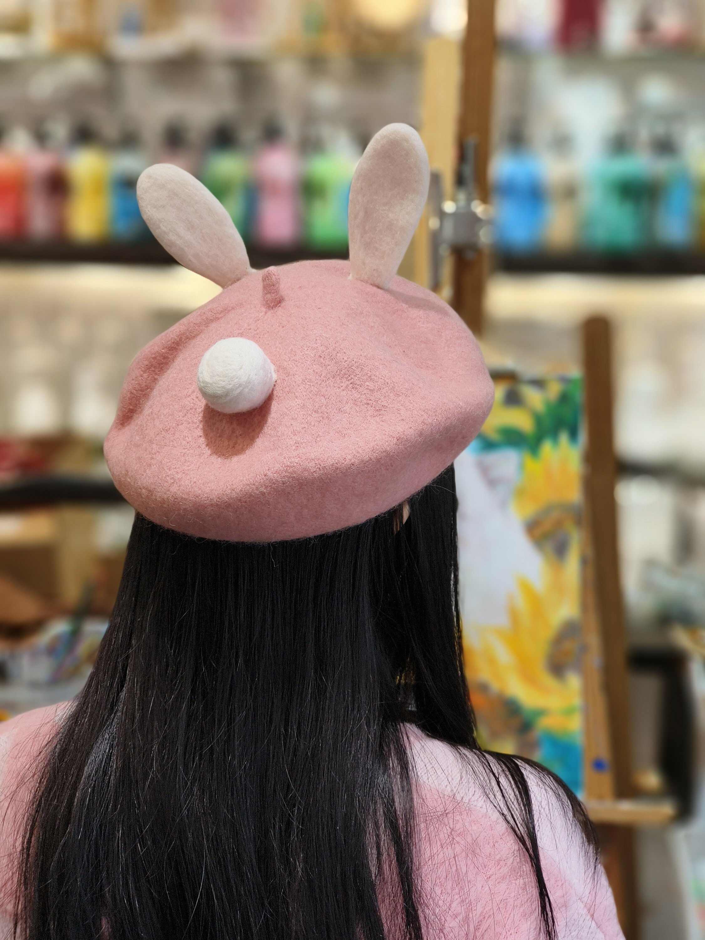 Custom Rabbit Ear Beret | Handmade Wool Felt Hat | Cozy  display picture 3