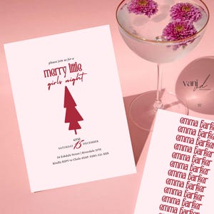 Friendsmas Christmas Party Invitation, Pink Friendmas Party Invitation, Girls Christmas Party Invite Holiday Cocktail Party Instant Download