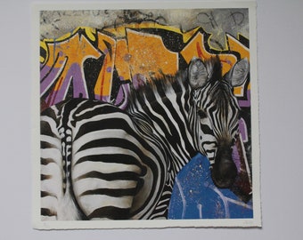 Limited edition Graffiti wildlife Zebra Giclee print