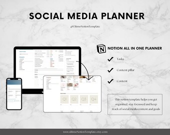 Notion Template Social Media Planner| Digital content planner notion template, Creators, Instagram Youtube Planner, Content Calendar Notion,