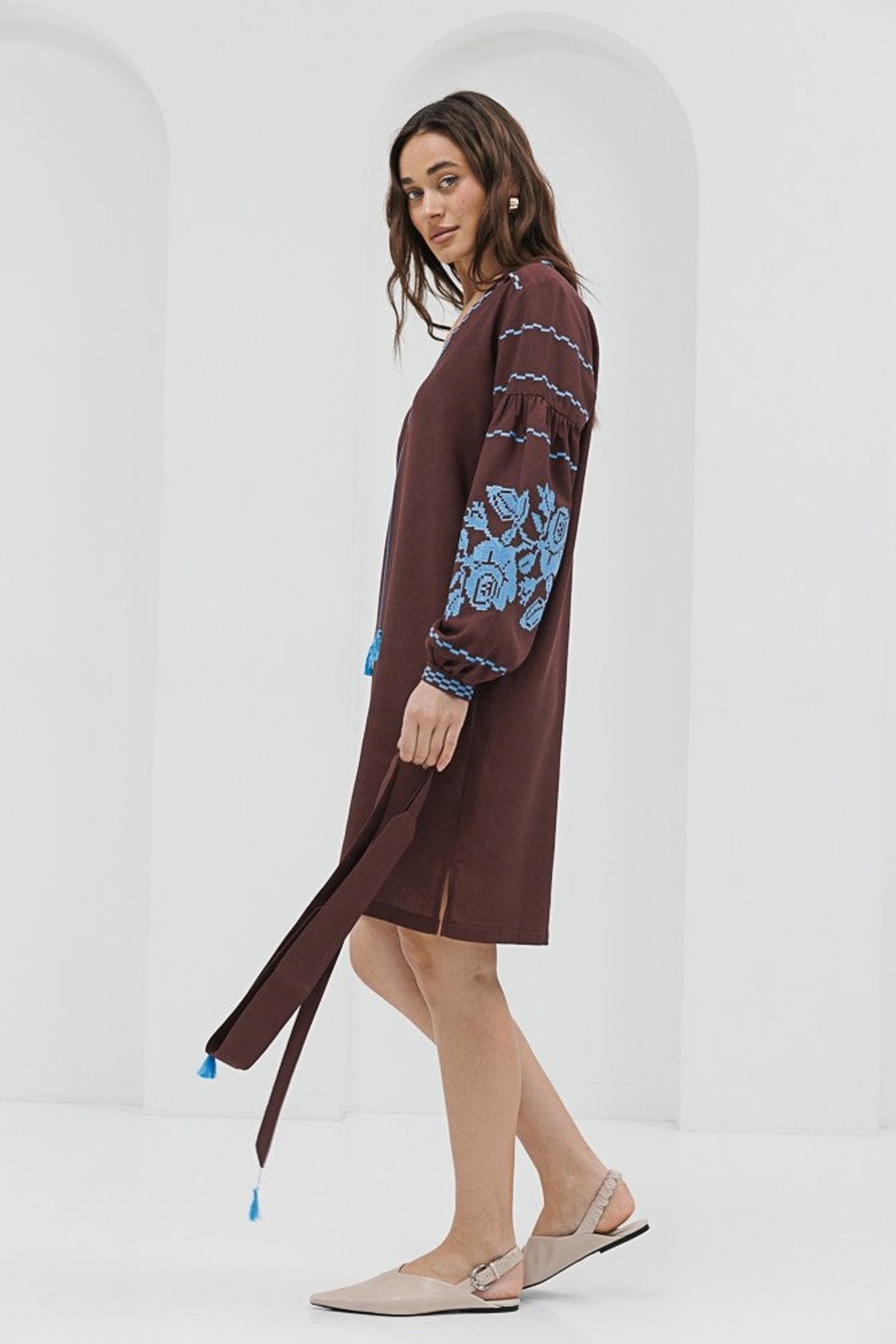 Long Embroidered Dress Rose Dreams main image 0