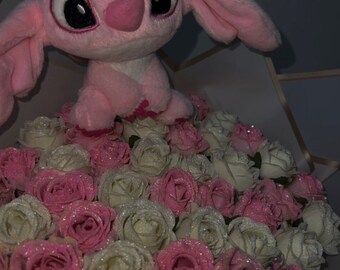 Stitch Rose Bouquet | Angel Plushie | Keychains | Roses | Glitter roses |