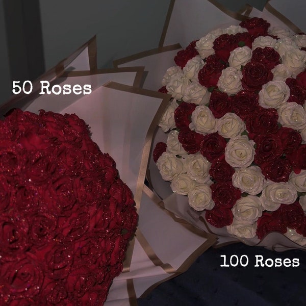 PREORDER Glitter Rose Bouquet | Glitter Roses | 100 Roses | 50 Roses | bouquet | Valentine's Day |