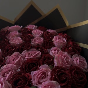 PREORDER Glitter Rose Bouquet Glitter Roses 100 Roses 50 Roses bouquet Valentine's Day image 5