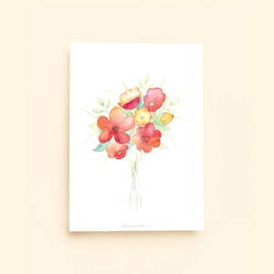 Carte postale (+enveloppe) Bouquet de fleurs - Aquarelle