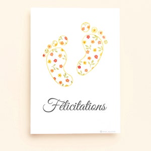 Carte postale (+enveloppe) Félicitations rouge et jaune - Aquarelle
