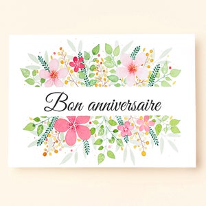 Carte postale (+enveloppe) Bon anniversaire - Aquarelle