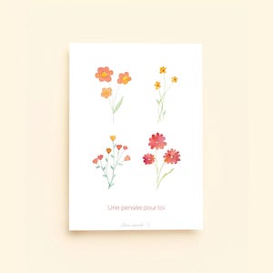 Carte postale (+enveloppe) Une pensée pour toi - Aquarelle