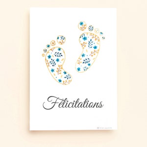 Postcard (+envelope) Blue and yellow congratulations - Watercolor
