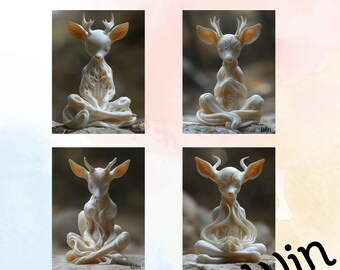 V.1 Meditating Deer Statue Elevate your space with this charming piece.