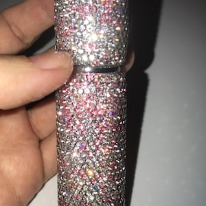 Botella de spray para perfume Bling con destellos de rosa, cristal de lujo, diamantes de imitación, brillante, para viajes, portátil, maquillaje, accesorios, belleza, atomizador