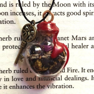Hecate Fiery Wall of Protection Spell Jar Necklace.