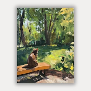 Wall art with cat - Poster in Max Liebermann style - Cat gift wall decoration print - Cat pictures for your living room - Free shipping