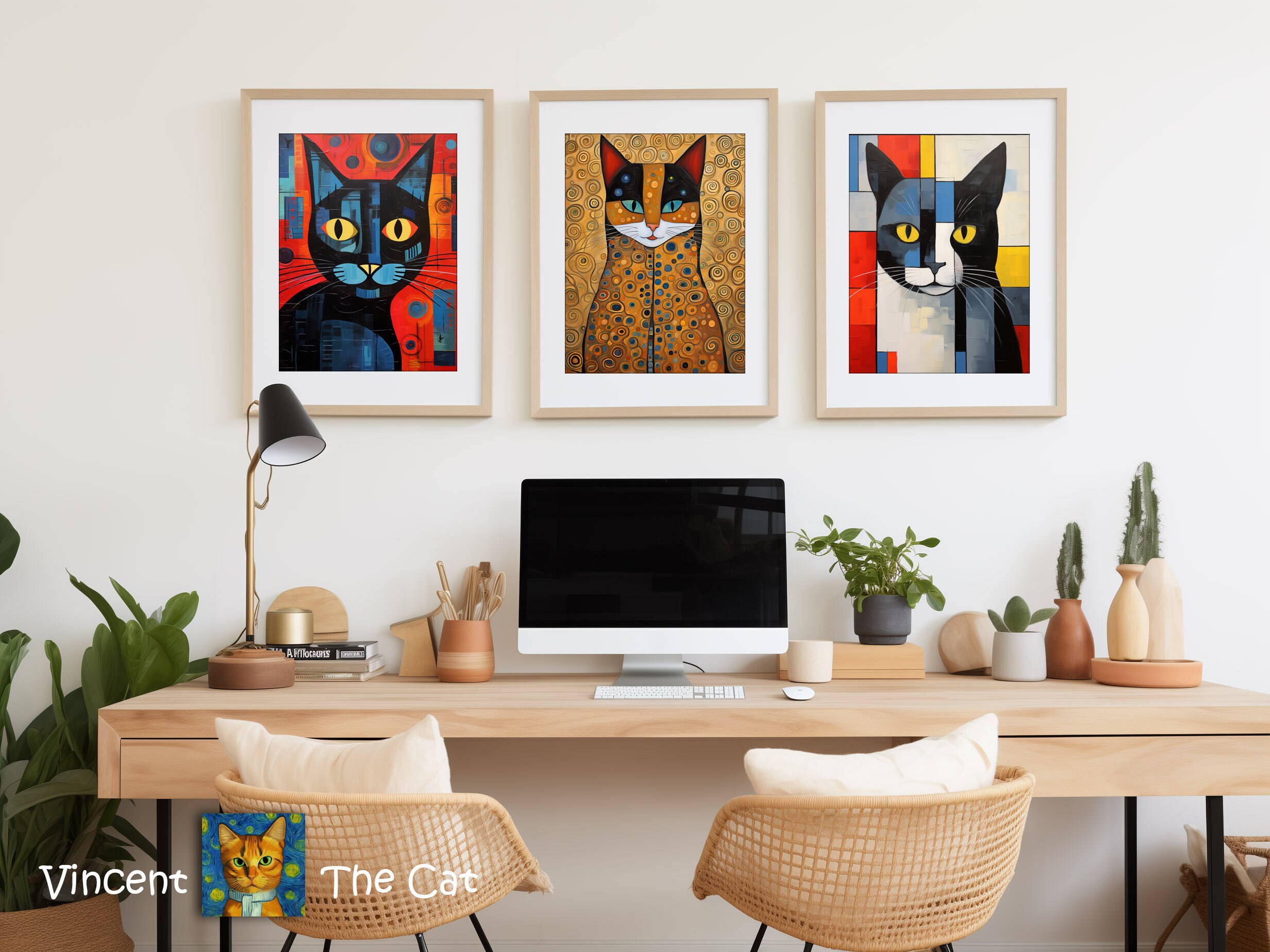 Gustav Klimt Cat Art Print - This Sweet Cat Portrait in the Style of ...