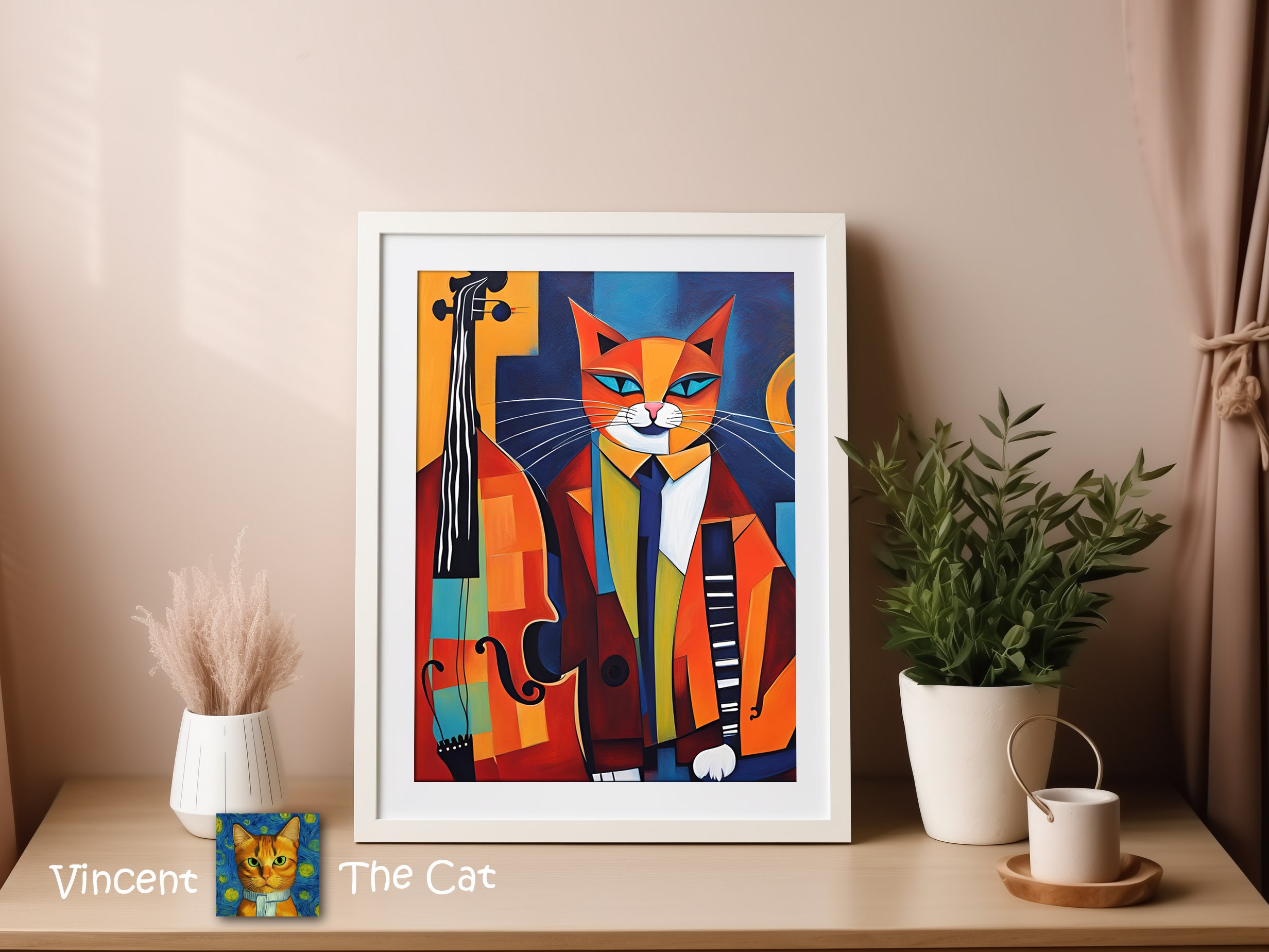 Jazz Poster Cat - Jazzy Vibes Make You Purr - Artist Cat Picture With ...