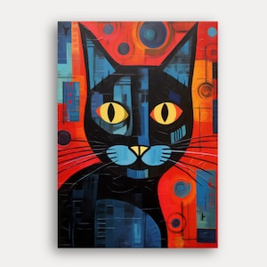 Poster with cat wall picture - Expressionism - High-quality cat pictures art print for your living room - Free shipping