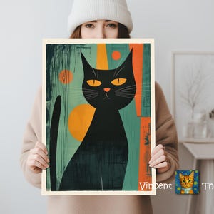 Schwarze Katze Poster - Ein schnurriges Katzenposter mit Stil & Eleganz - Dieses Katzenbild zaubert Dir jeden Tag ein Lächeln ins Gesicht
