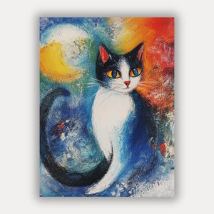 Cat poster in modern art style for your home - Cat wall art - Cute gift idea with cats - Free shipping