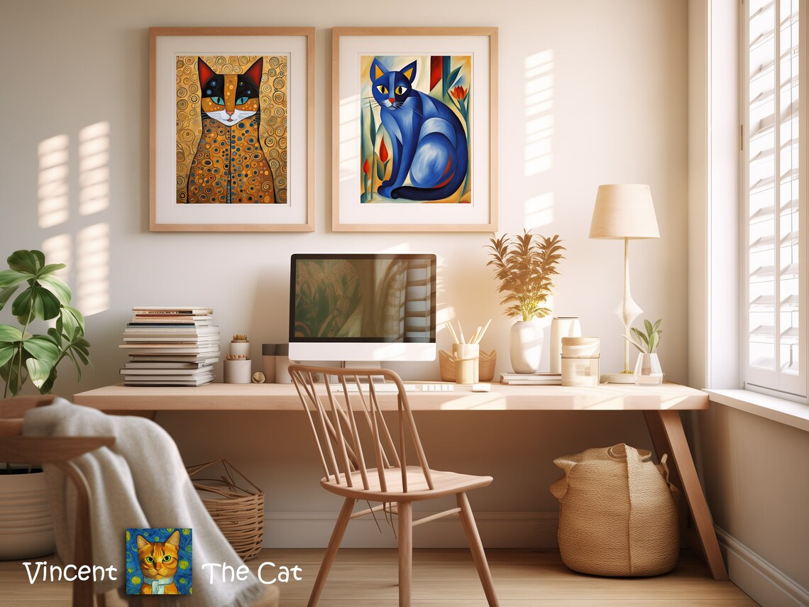 Gustav Klimt Cat Art Print - This Sweet Cat Portrait in the Style of ...