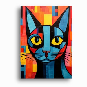 Art Print Cat Poster - Picasso Style Wall Decoration - High Quality Cat Pictures for your Living Room - Free Shipping