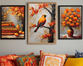 Conjunto de arte mural vintage de otoño: impresiones de paisajes otoñales (descarga digital)