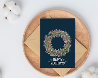 Merry Christmas Cards Digital: Set of 3, Printable Holiday Greeting Cards Bundle