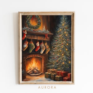 Vintage Christmas Tree Print, Holiday Wall Art, Festive Printable Art, Christmas Wall Art Decor, Digital Holiday Tree Poster, Dark Academia