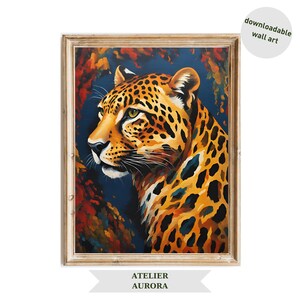 Leopard Oil Painting Art Print: Trendy Safari Animal Decor (Digital Download)