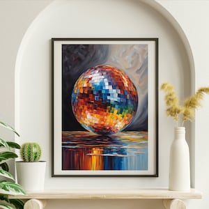 Trendy Disco Ball Painting: Colorful Mirror Ball Art (Digital Download)