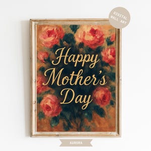 Modern Wall Art for Mom, Mothers Day Printable Wall Art, Gift for Mom, Oil Painting Floral Wall Print, Digital Downloadable Art for Her